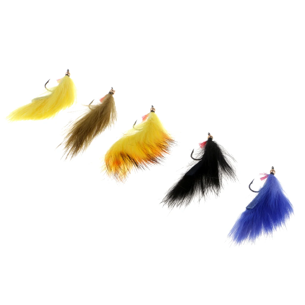5 шт. 5 смешанных цветов Zonker Fly Fishing стример мух для форели бас Senuelos de pesca leurres de peche