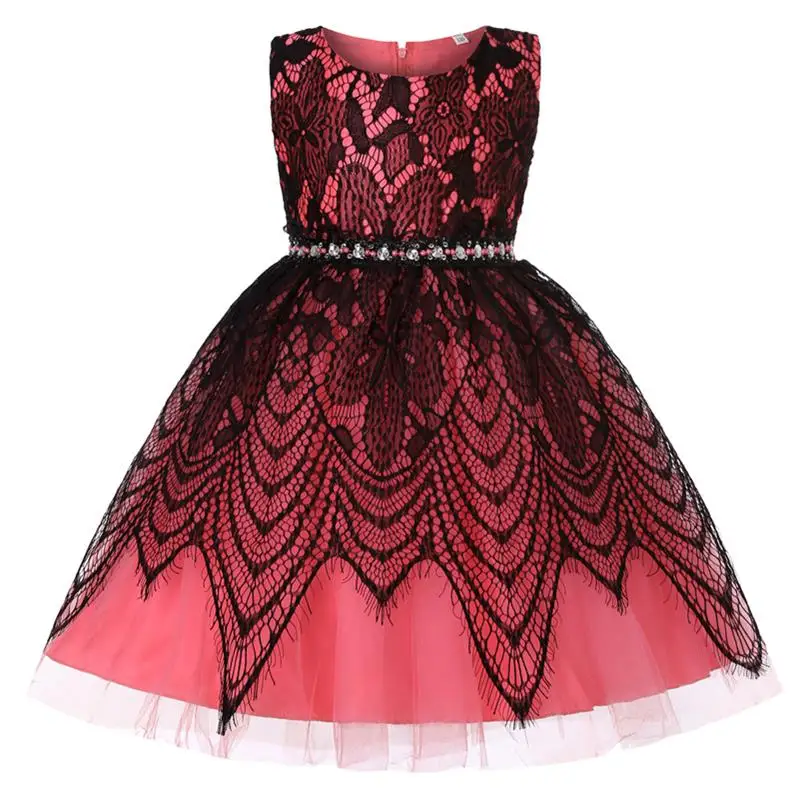 Watermelon Red Новинка года; зимнее праздничное платье для девочек на первый день рождения; платье принцессы; Детские платья для девочек; костюм; Рождественская детская одежда - Цвет: Watermelon Red