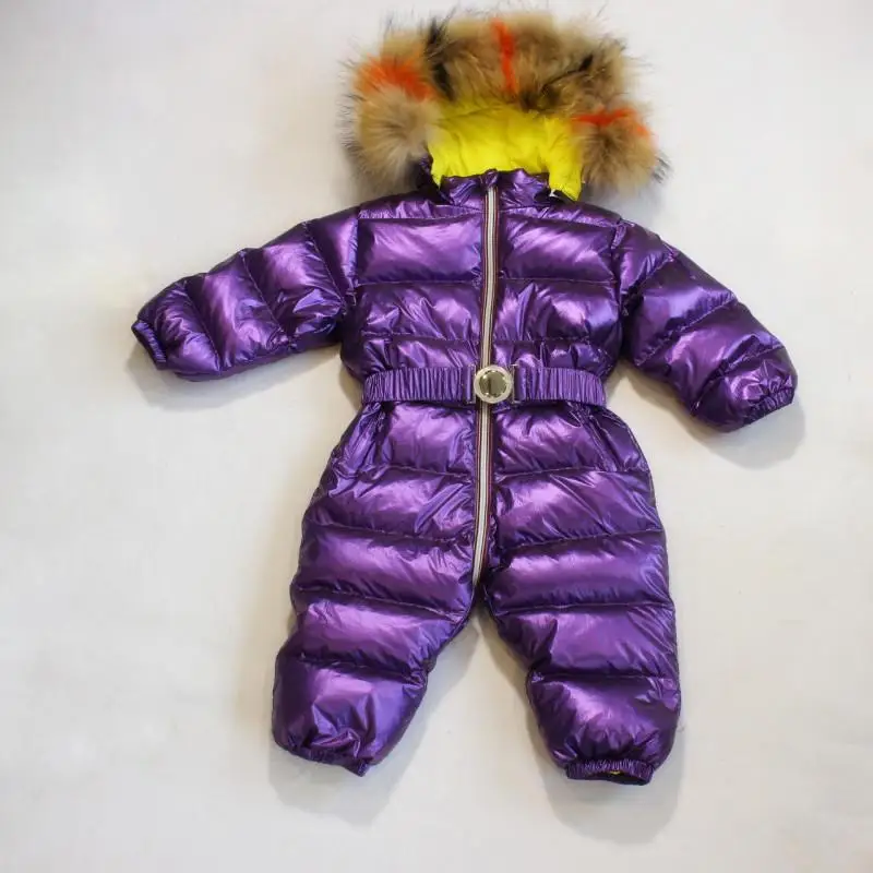 Orangemom/-40 Дизайн Зимний комбинезон для девочек; Одежда для девочек От 1 до 4 лет Куртка-пуховик, 90% утиного пуха детская Зимний комбинезон; верхняя одежда мальчиков Костюмы - Цвет: Фиолетовый