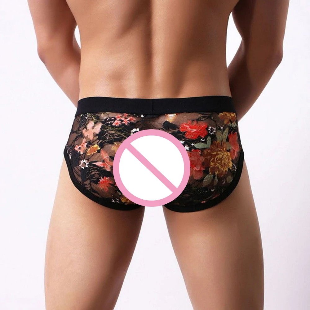 Кружевное Сетчатое дышащее нижнее белье для мужчин XXL с цветочным принтом