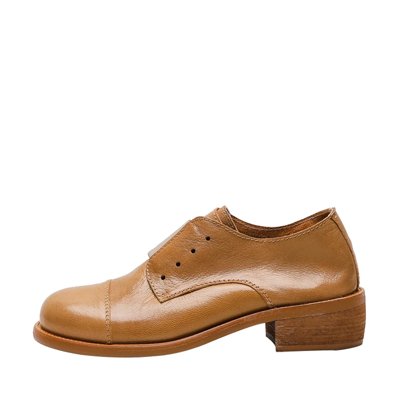 

Round head waxing sheepskin women's shoes with retro do old fashion neutral spring and autumn leather single shoes