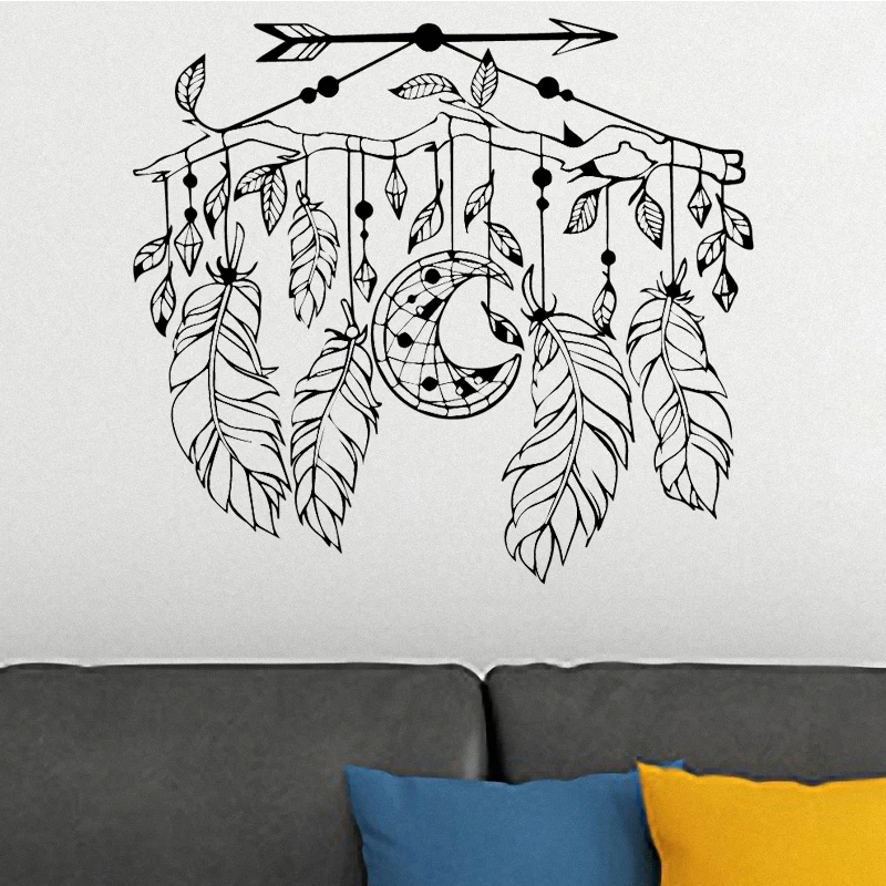 

Free Shipping Aeolian Bells Feather Pattern Wall Stickers for Living Room Bedroom Kids Decorations Home Decoration Wall Art