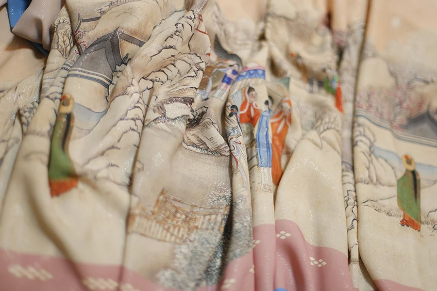 

Китайские классические стильные ткани мечта Красной Маньи снежные Сцены картина фиолетовая ткань для платья костюмы занавески Декор