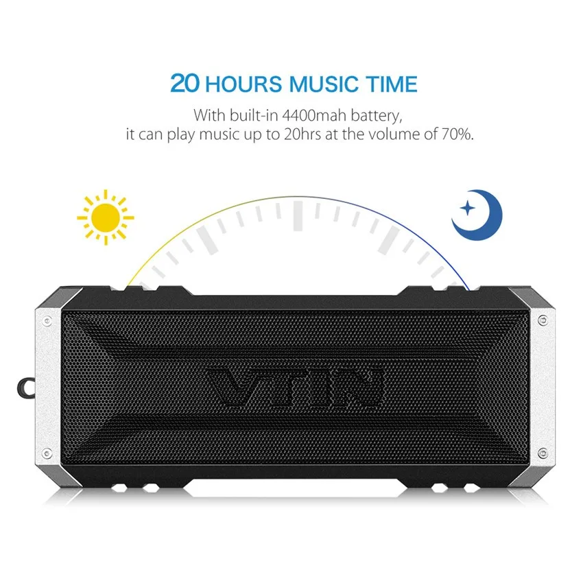 Портативный беспроводной bluetooth-динамик VTIN 20 Вт с двумя десятками водителей, водостойкий бас-динамик с микрофоном и 4400 мАч для Ipad и телефона