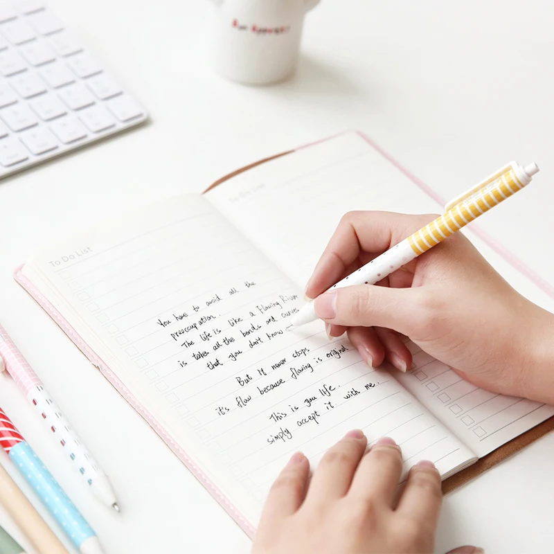 6 шт./лот чистый жизнь гелевая ручка нажмите тип 0 5 мм черные чернила ручки для