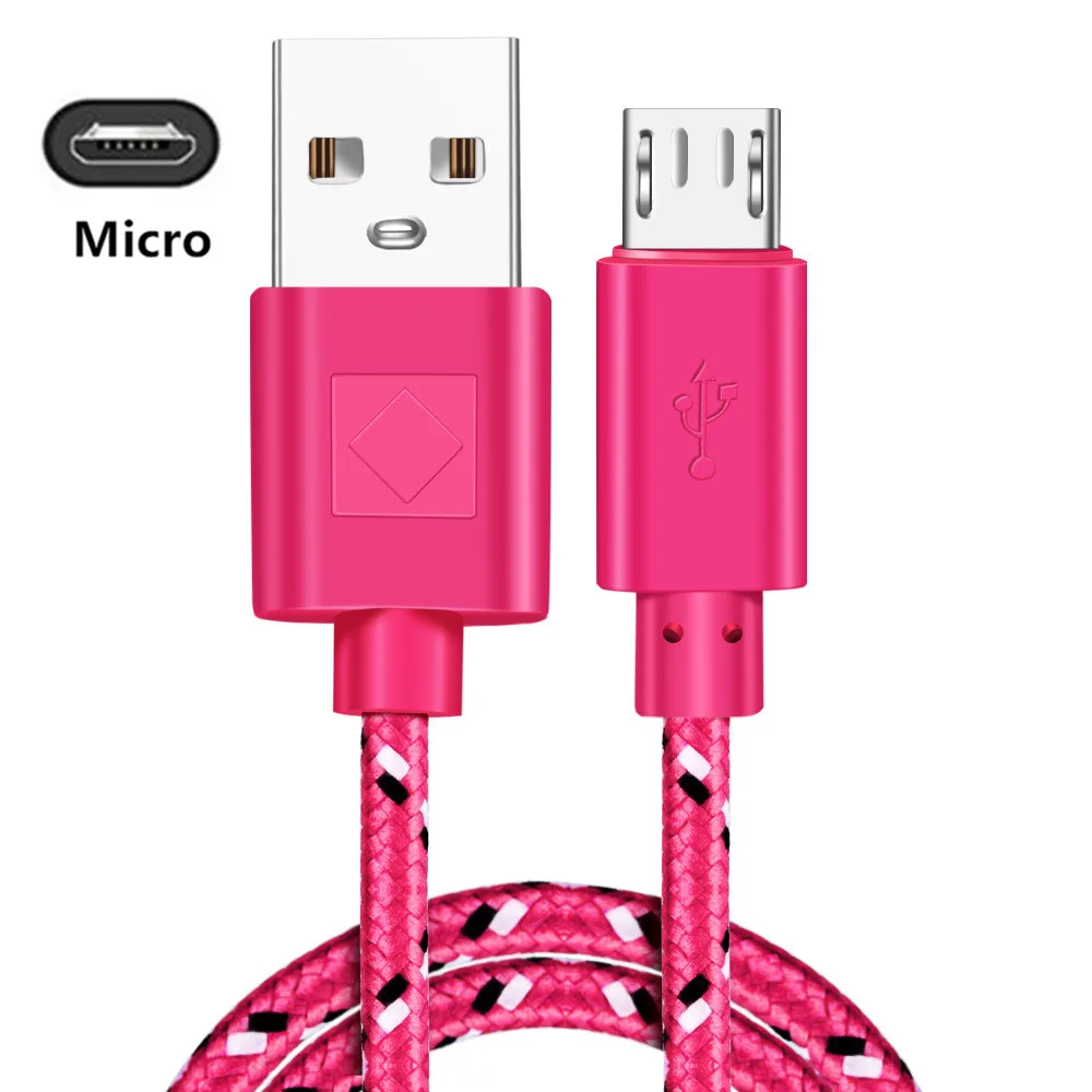 Rose red Micro Олаф нейлоновый Плетеный Micro USB кабель синхронизации данных USB зарядное устройство кабель для samsung HTC, Huawei, Xiaomi телефона Android кабели быстрой зарядки - Цвет: Rose red Micro