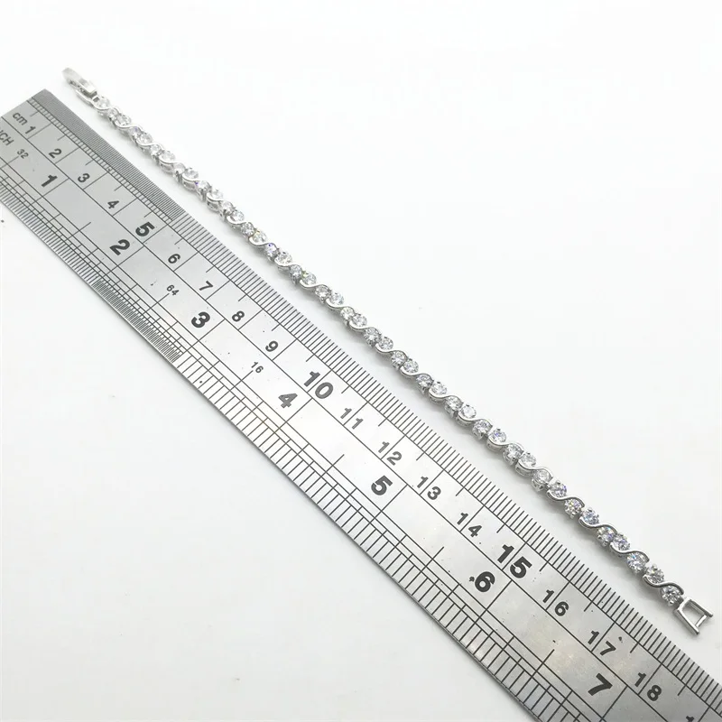 

Classic white clear White Silver Bracelets For Women Excellent Sterling Silver Jewelry Free shipping