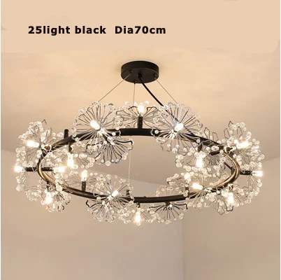 25light black G4 led постмодерн нержавеющая сталь Кристалл Черное золото люстра освещение Lamparas де Techo подвесной светильник Lampen для фойе - Цвет абажура: 25light black
