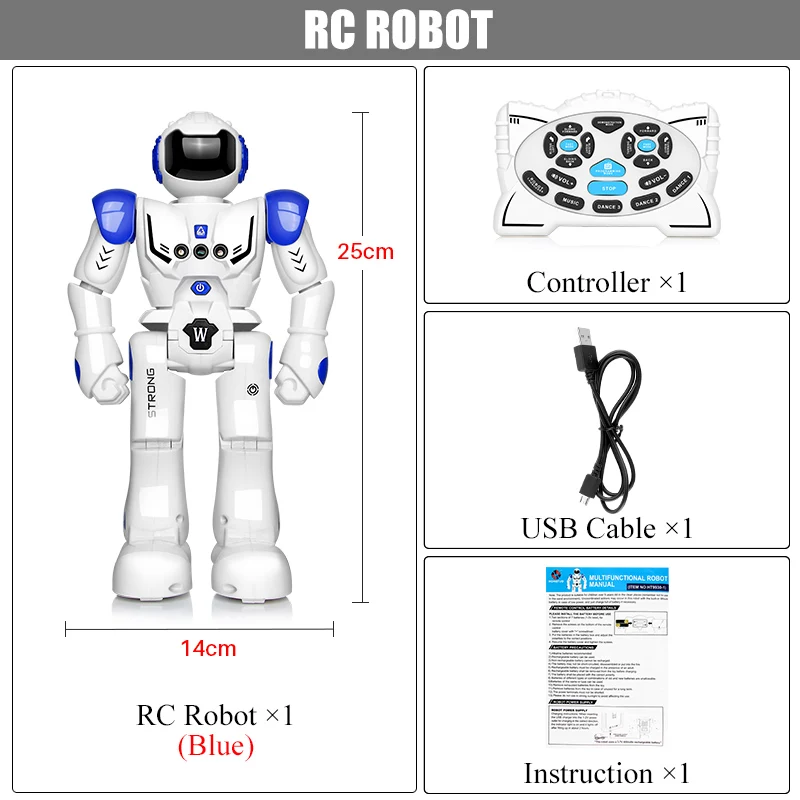 Blue remote control DODOELEPHANT удаленного Управление робот игрушка умный ребенок RC робот с петь танец фигурку игрушки для мальчиков детей подарок на день рождения - Цвет: Blue remote control
