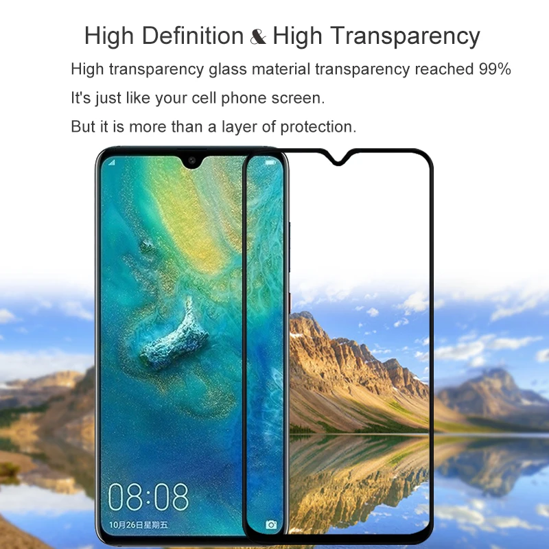 2 шт. 100% оригинальное закаленное стекло с полным покрытием для Huawei Mate 20 9H защита