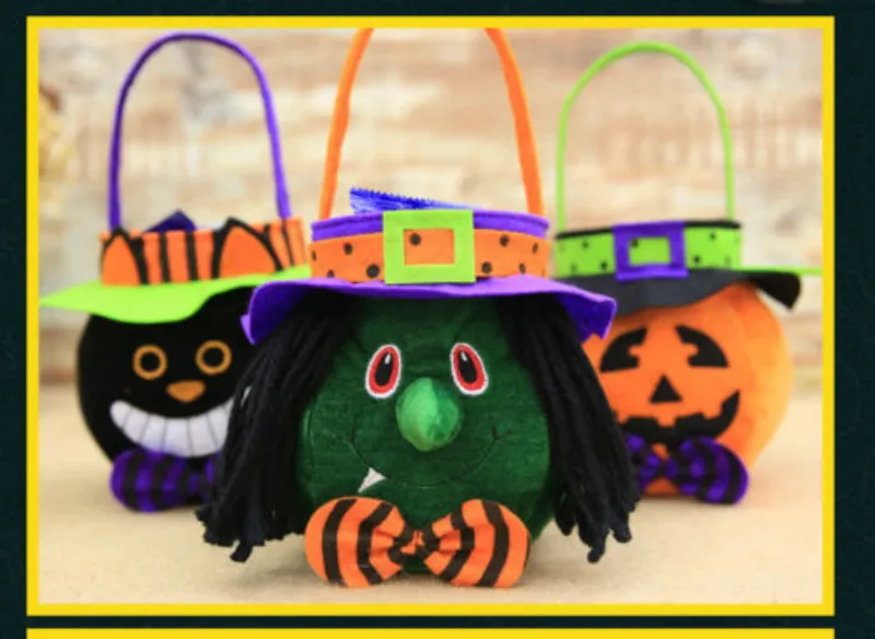 На Хэллоуин с надписью Trick Or Treat Портативная сумка для конфет тоут корзина тыквы