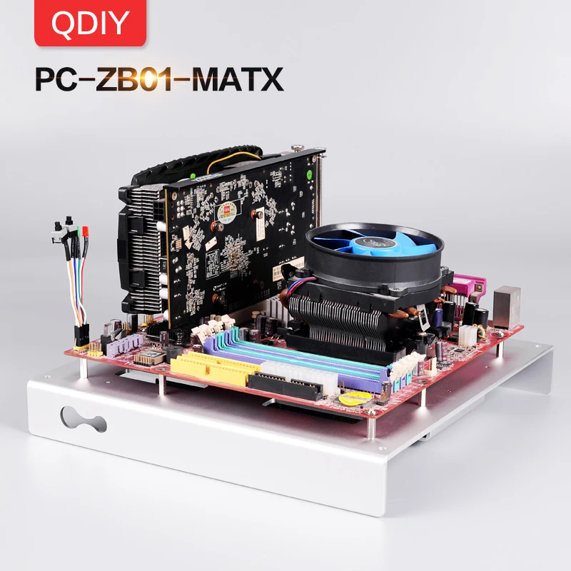 QDIY микроатх открытие алюминиевый сплав ПК материнская плата дисплей платформа