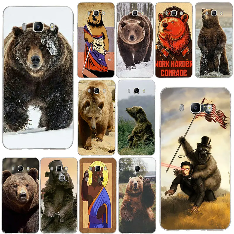 Bear Russia Art Soft TPU Silicone Phone Cases for Samsung Galaxy A3 A5 A7 J2 J3 J4 J5 J6 J7 2016 2017 2018 Coque Shell Bags | Мобильные