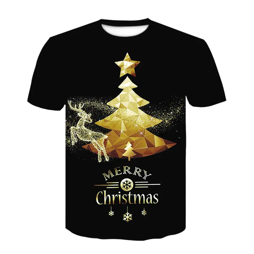 Мужская Рождественская футболка с 3D принтом летняя коротким рукавом и оленя для