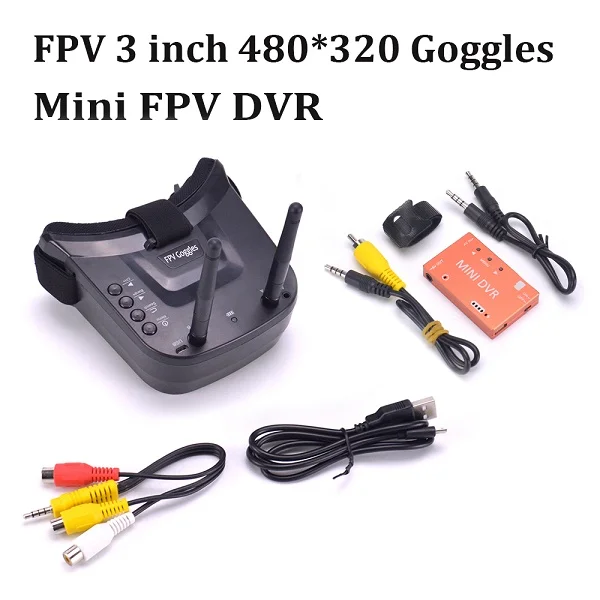 Goggles and DVR FPV 3 дюйма 480*320 дисплей 16:9 5,8G 40CH Мини FPV очки встроенный аккумулятор 1200 мАч и мини DVR видео аудио рекордер для радиоуправляемого дрона - Цвет: Goggles and DVR