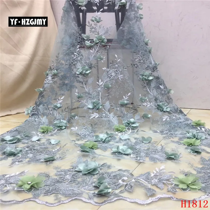 

YF HZGJMY Nigerian Lace Fabrics Royal Blue 2019 Embroidered 3d Flowers Lace African French Tulle Lace Fabric for Party A1812