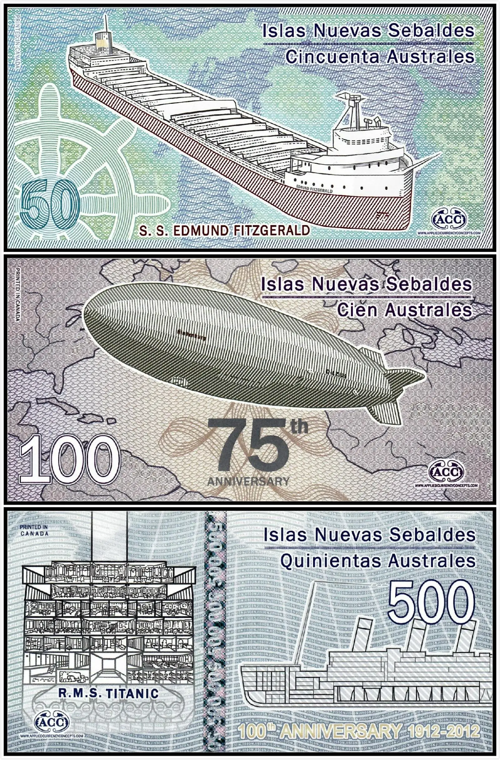 Новые острова Джейсона набор 3 шт заметки 50 100 500 австралийские 2012 полимер