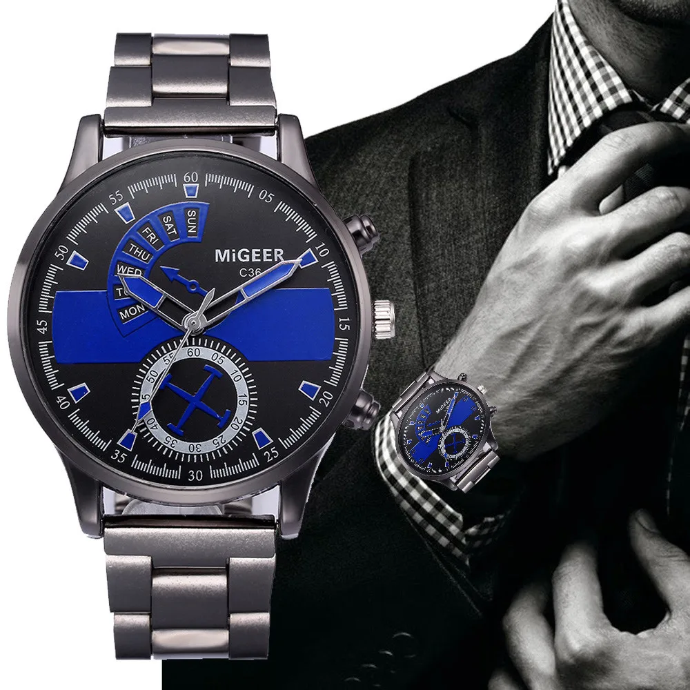 

2021 New Stainless Steel Bracelet Business Men Watches Crystal Analog Quartz Wrist Watch relogios masculino Clock