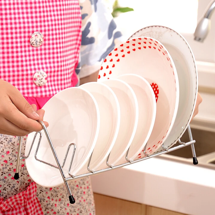 

2PCS New Stainless Steel Kitchen Accessories Desktop Dish Rack Plates Drainer Drying Rack Dishes Dinnerware Shelf Storage Rack