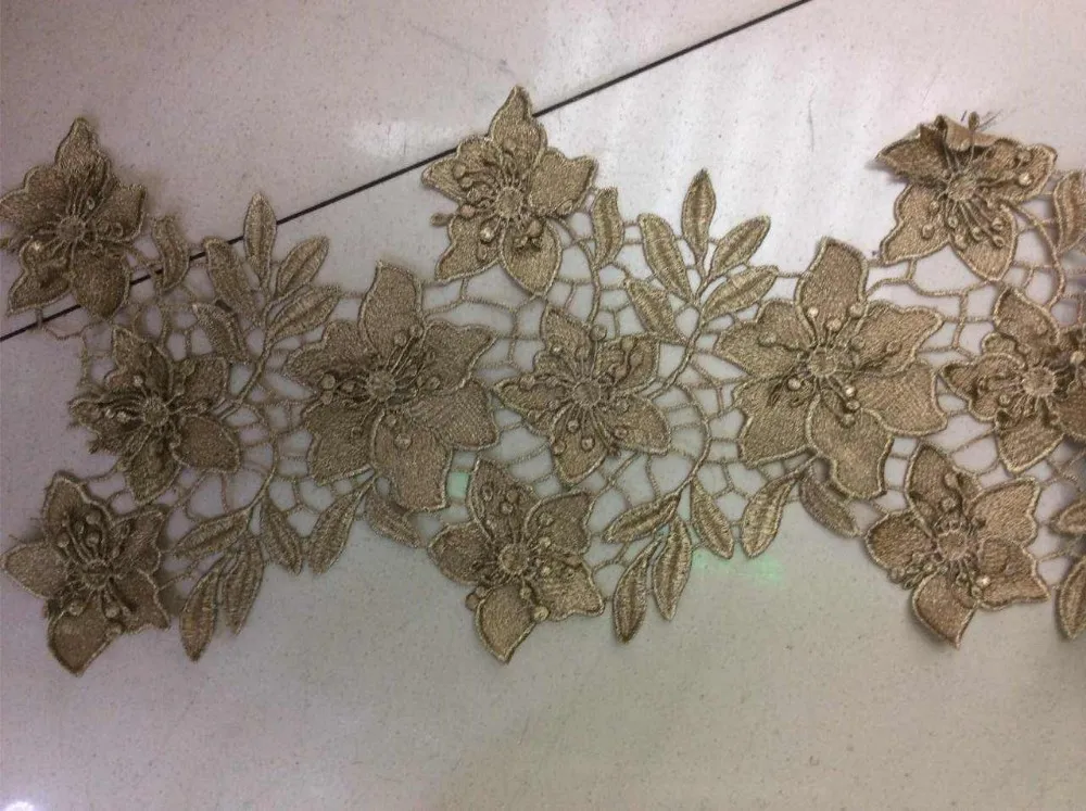 20 см 7,8" wide-3Yards/Лот DIY кружевные аксессуары металлик 3D Золотая Венецианская кружевная отделка, Золотое кружево для свадьбы