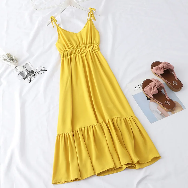 SINGRAIN женское однотонное длинное платье на лямках праздничное элегантное