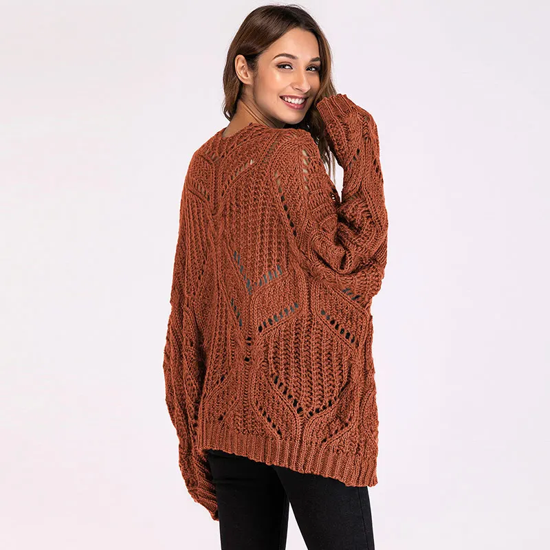 HDY Haoduoyi 2018 Winter Women Sweater Pink Thin Mesh V neck Cardigans Loose Casual Knitted Tops Single Button Open stitch lady |