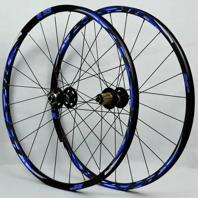 27.5 Black Blue 27,5 26er колеса MTB горный велосипед колесная 24 Отверстия передние 2 задние 4 герметичный подшипник смазочные Супер Гладкие ступицы алюминиевые диски - Цвет: 27.5 Black Blue