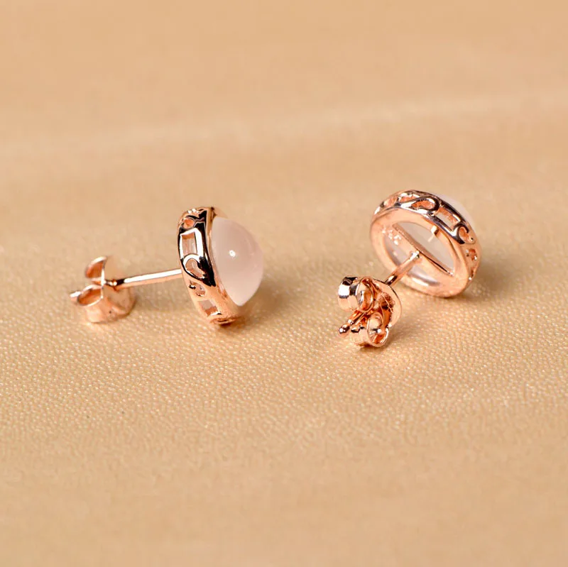 Very Thai 925 Silver Earrings natural imported Moonstone gold-plated earrings fashion all-match | Украшения и аксессуары