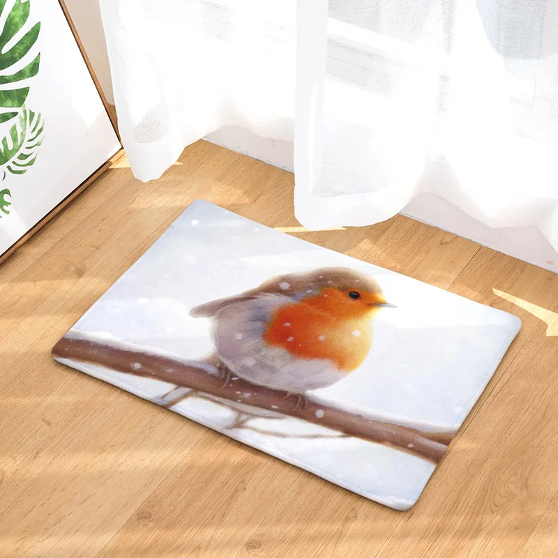 Smiry 40*60cm Flannel Christmas Anti-Slip Door Mat Fruit Plant Aniaml Birds Snow Floor Mats Durable Carpet For Hallyway Kitchen | Дом и сад
