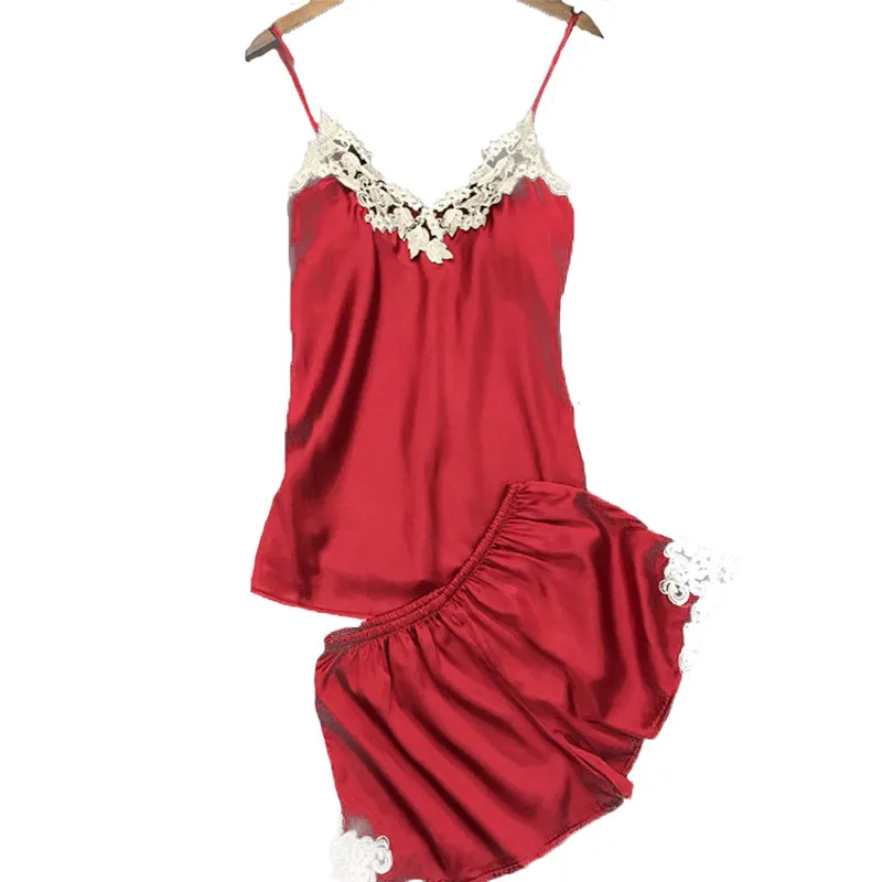 Комплект женской атласной одежды из 2 предметов кружевная пикантная одежда без