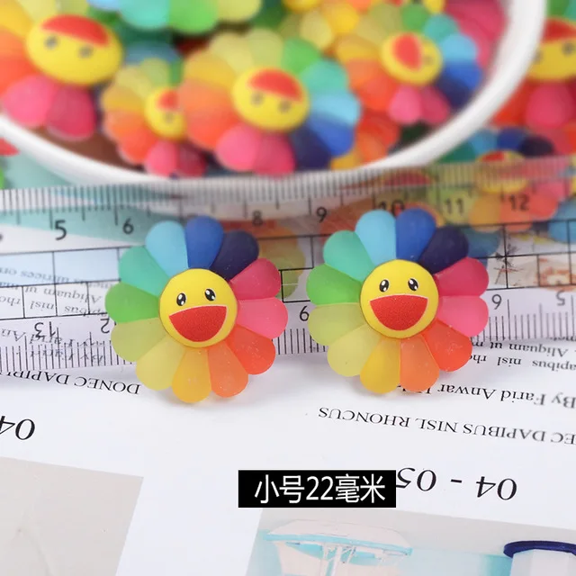 10 штук искусственный бриллиант из смолы красочные с рисунком &quotПодсолнух&quot