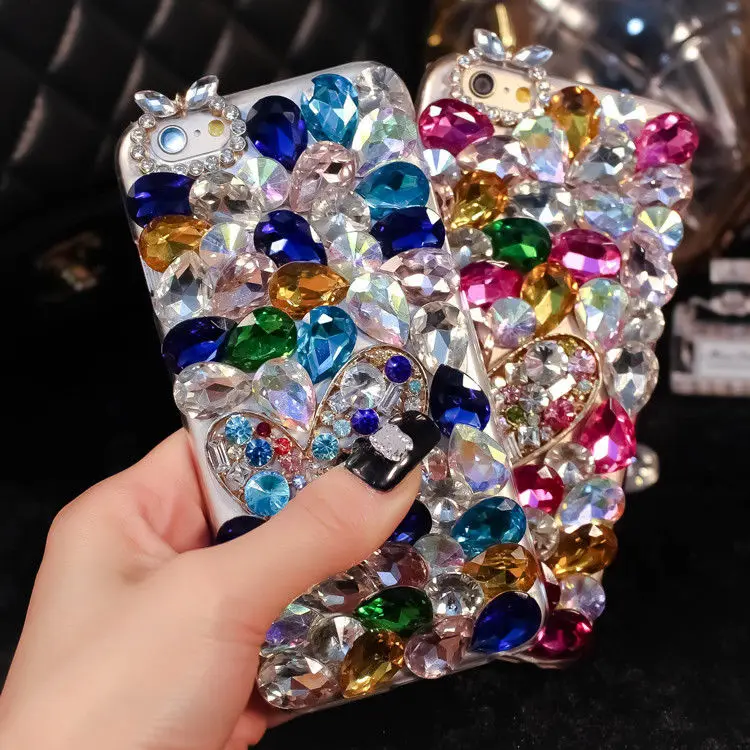 Роскошный жёсткий чехол со стразами в форме сердца и кристаллами для Samsung Galaxy Note5