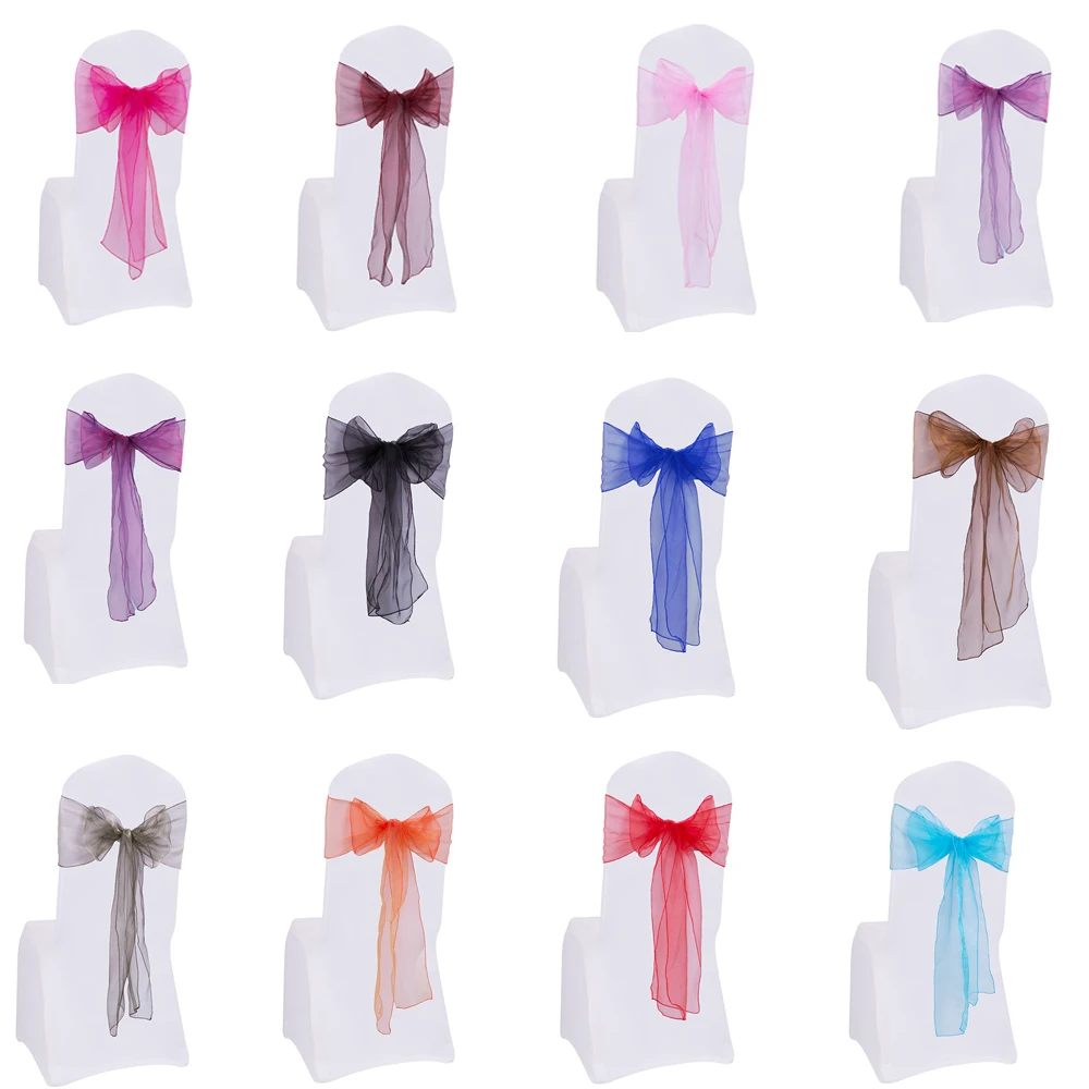 100 шт./компл. свадебное кресло из органзы с узлом высокое качество чехлы для