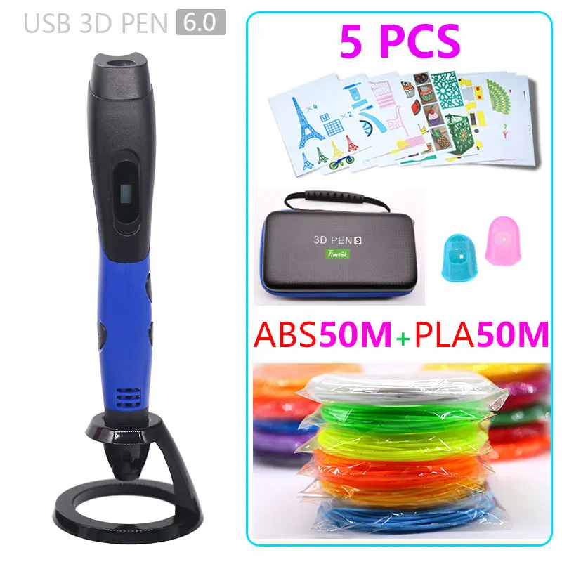 pen abs50mpla50m Новая версия 3d Ручка 3d принтер Ручка USB питание безопасно и удобно abs50+ pla50m подарок на день рождения ребенка Рождественский подарок - Цвет: pen abs50mpla50m
