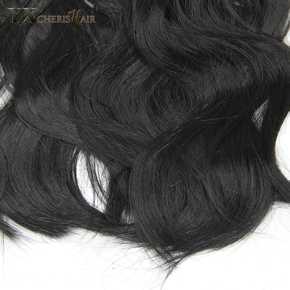 YXCHERISHAIR 8-1" Синтетические Черные Волосы пряди волнистые вплетаемые волосы утка шить в наращивание волос Yaki термостойкие 5 шт./упак