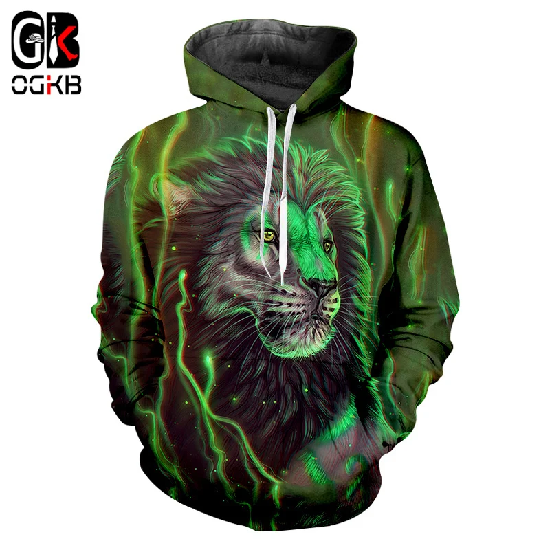 

OGKB Galaxy Lion мужские и женские толстовки Горячая Распродажа 3d свитшоты Забавный пуловер с принтом животных уличные спортивные костюмы с капюшоном Прямая поставка