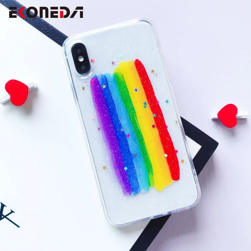 EKONEDA прозрачный радужный чехол для iPhone XR Блестящий силиконовый 6S 7 8 Plus XS Max X Чехол |