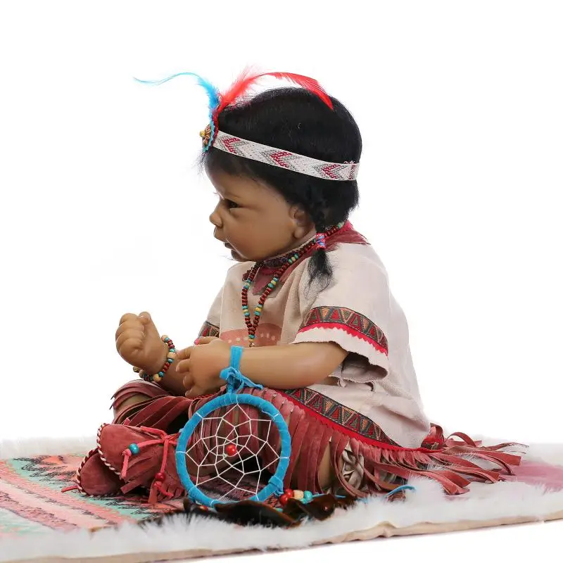 NPK 22 дюймов индийский Стиль винилсиликоновых Reborn Baby Doll шоколад кожи Boneca подарок