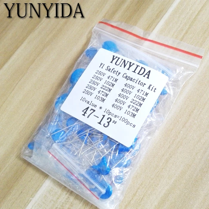 Комплект DIY 100 шт. = 10 значений * комплект безопасных конденсаторов Y 400 В