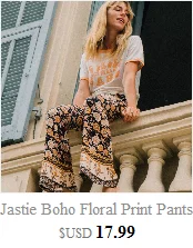 Jastie Boho брюки с цветочным принтом женские повседневные брюки с колокольчиками лето весна Высокая талия Брюки расклешенные длинные брюки pantalon femme