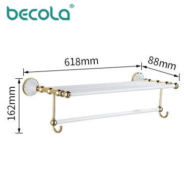 BECOLA набор аксессуаров для ванной комнаты, белая Подвеска для ванной, полированная зубная щетка, Золотое полотенце, держатель для бумаги, тканевый Крючок для ванной - Цвет: Towel rack