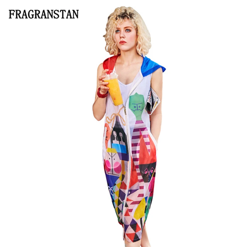 Женское летнее новое длинное пальто без рукавов с капюшоном женская модная