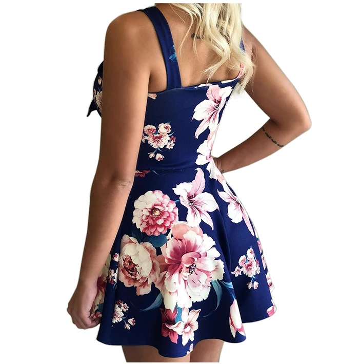 Tigena цветочный пляжное, богемное, с принтом Playsuit для женщин Лето г. ремень лук Туника короткий комбинезон для малышек женский Combishort