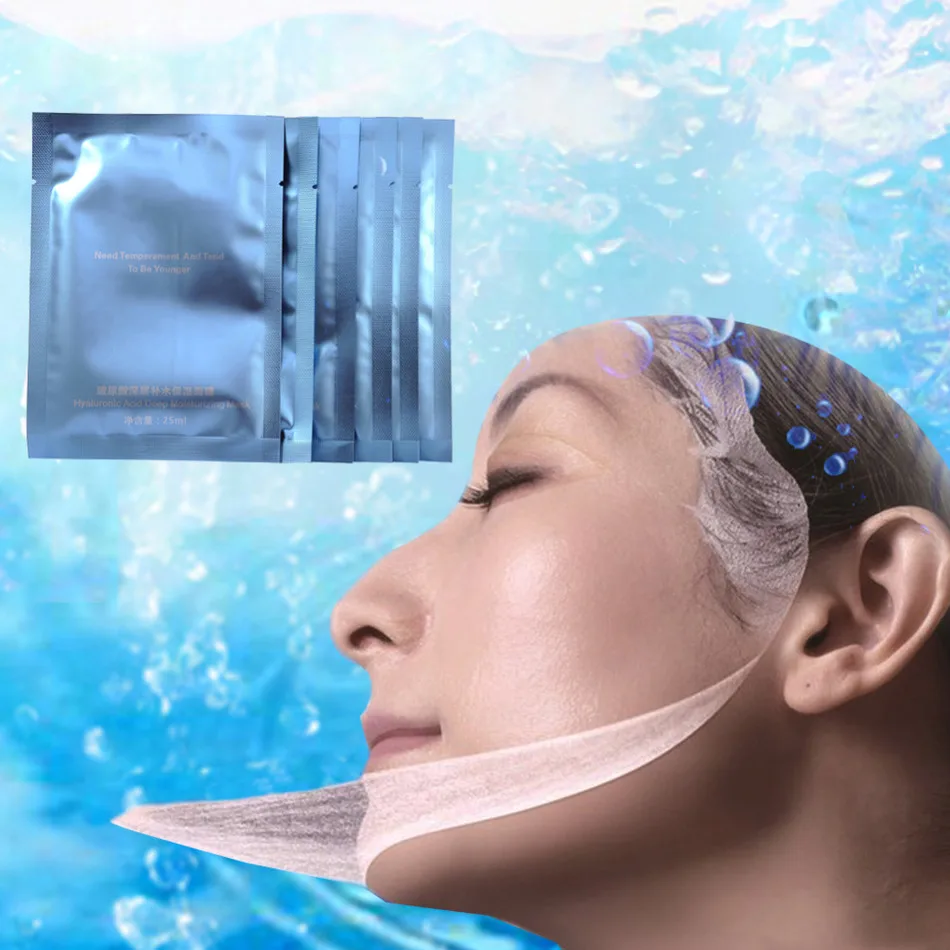 6 шт./лот шелковая маска для лица с гиалуроновой кислотой увлажняющая против