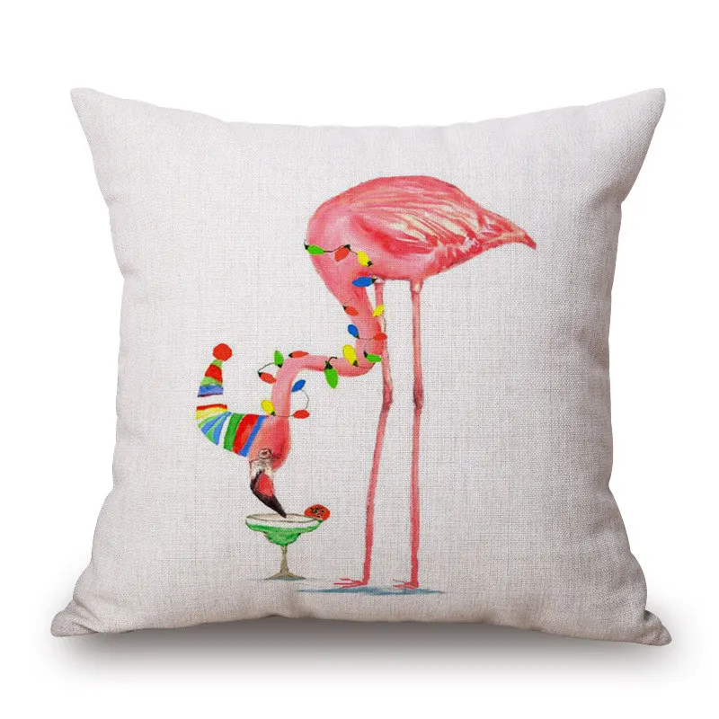 NEW Summer Cushion-Cover Flamingo Birds Soft Pillow Covers Colorful Tropical Plant Cases 45x45cm Bedroom Home Products | Дом и сад