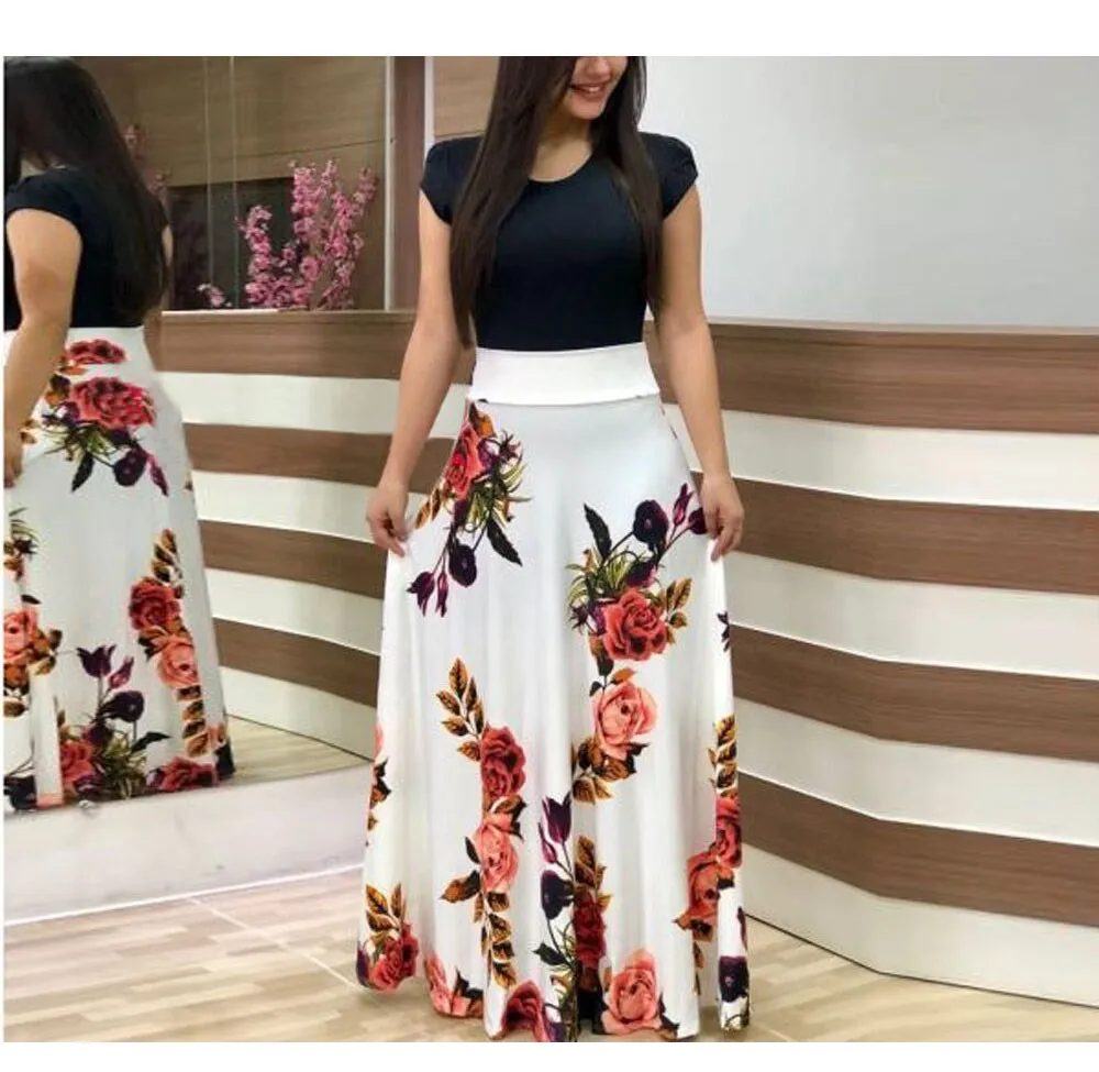 Женское платье с цветочным принтом Boho длинное Пляжное Платье макси длинным