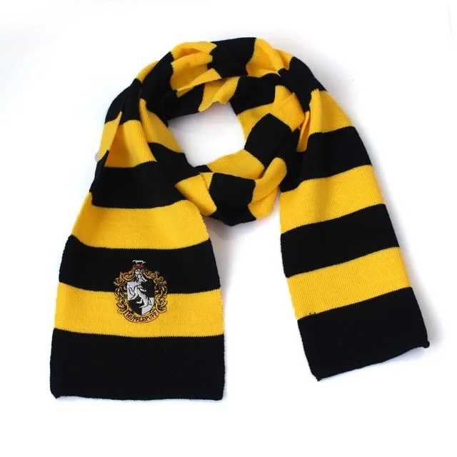 Теплый шарф-значок Harri Gryffindor Slytherin Hufflepuff Ravenclaw, шарфы, маскарадные костюмы для детей, подарок на Хэллоуин - Цвет: Золотой