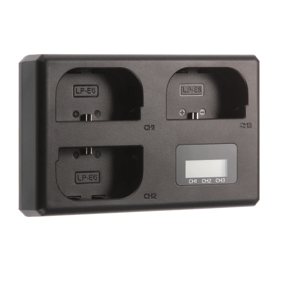 ЖКД тройной 3 зарядное устройство USB для Canon LP-E6(N) 6D 5D Mark II III IV 80D 70D