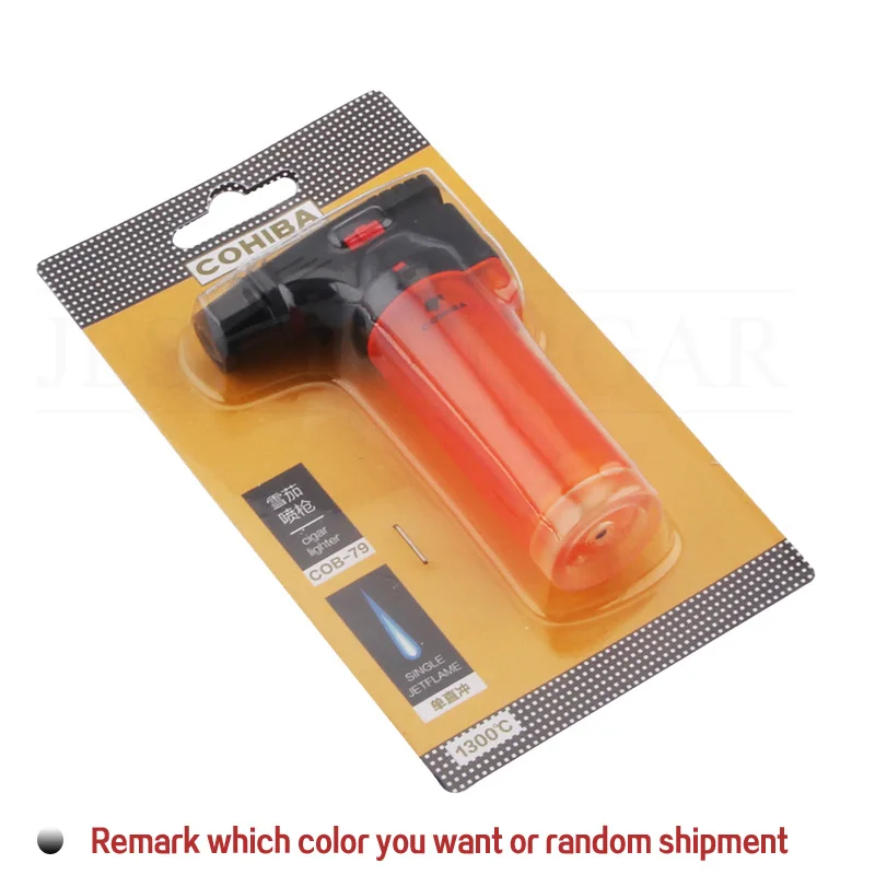 COHIBA Outdoor BBQ Lighter Cigar Torch Lighter Jet Spray Gun Cigarette Lighters Windproof Plastic Butane Gas Lighter For Kitchen