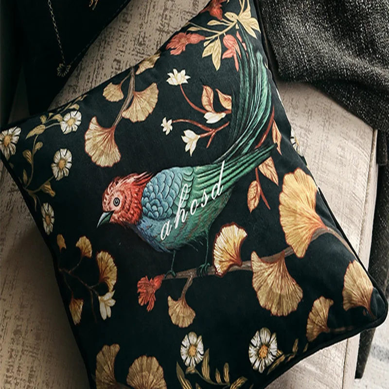 Elegant Retro Flowers Birds Pillow Cushion Cover Throw Decorative Pillows Tassel Cojines Decorativos Para Sofa Coussin Cushions